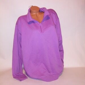 Victoria Secret PINK Sweater XL Purple Pullover 1/4 Zip Solid Pockets New